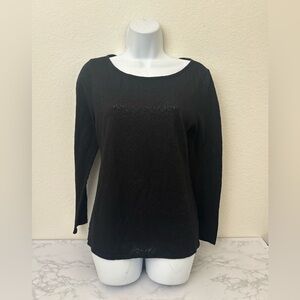 Ann Taylor LOFT Shirt Womens M Black Long Sleeve Vintage Soft Pullover Top​